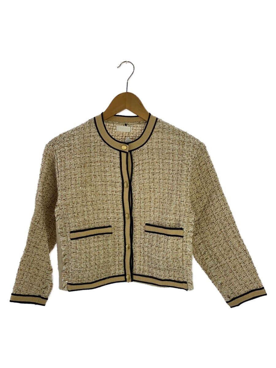 【中古】BALLSEY◆ニットコンビツイード クルーネックジャケット/36/羊毛/BEG/11-07-34-07101//【レディース御召しもの】