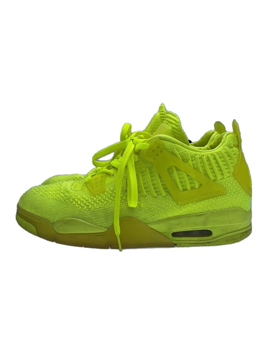 【中古】NIKE◆AIR JORDAN 4 RETRO FLYKNIT/エアジョーダンレトロフライニット/29糎/踵減/螢光【シューズ】