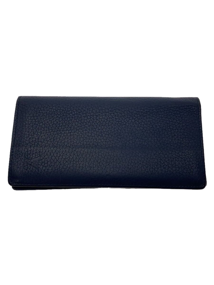【中古】LOUIS VUITTON◆ポルト・フォイユ・ブラザ_トリヨン_NVY/--/GRY/無地/メンズ【服飾雑貨他】