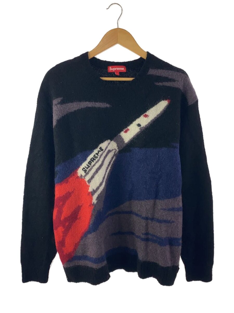 【中古】Supreme◆22AW/Rocket Sweater/編み物・スウェーター/S/モヘヤ/BLK/総柄【メンズウェア】