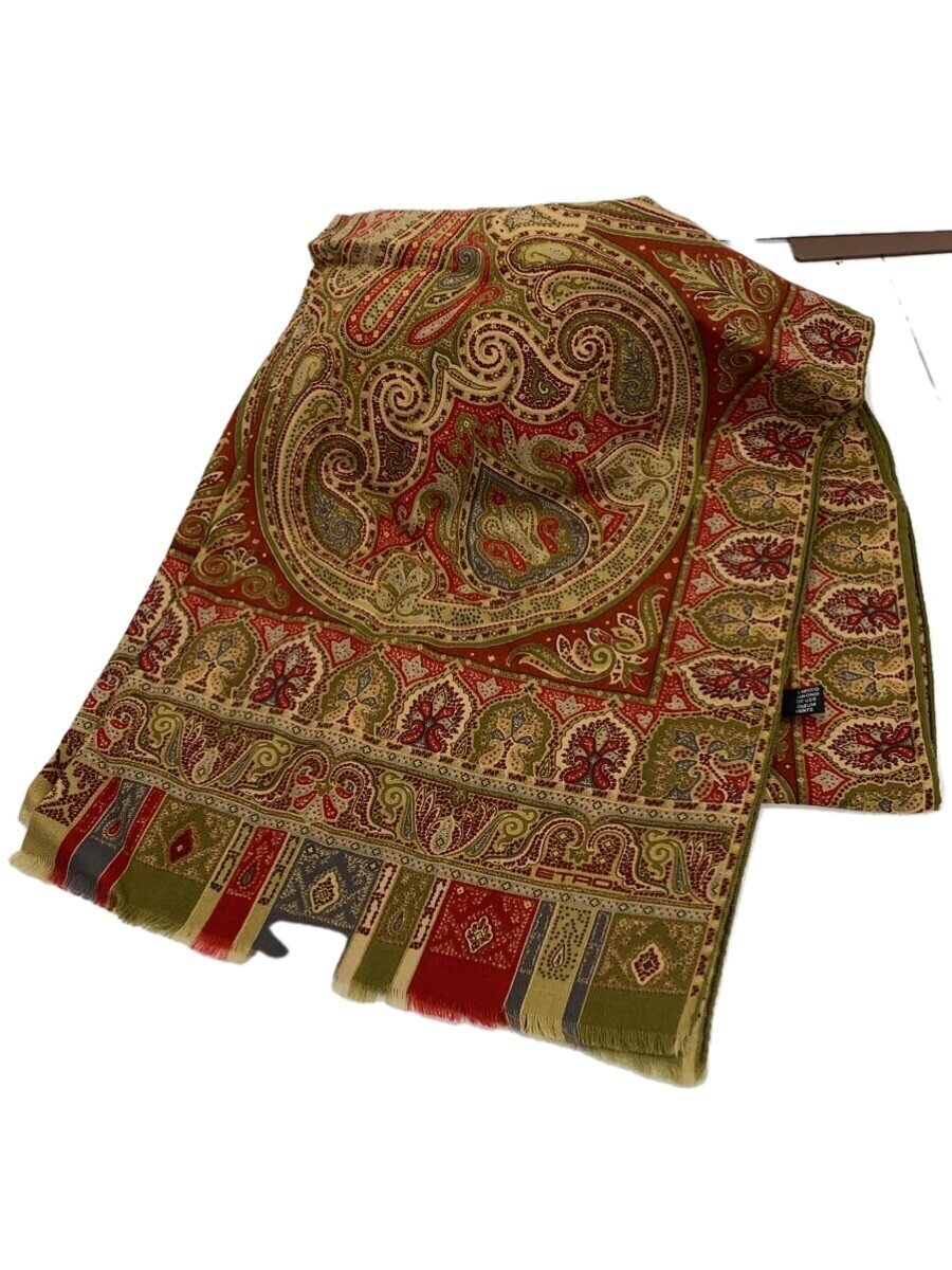 【中古】ETRO◆袈裟/羊毛/マルチ色つや/総柄/レディース【服飾雑貨他】