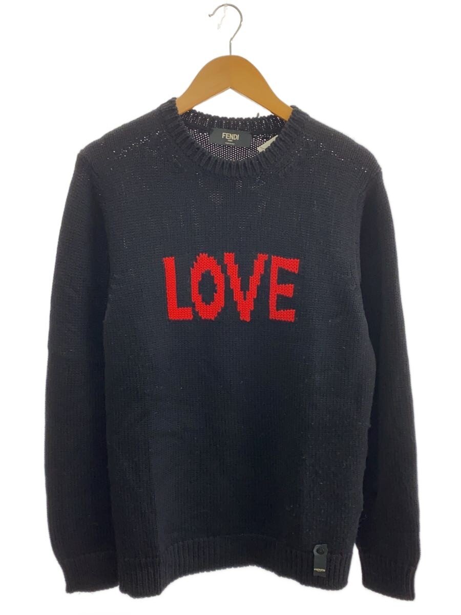 【中古】FENDI◆編み物・スウェーター(朦々たる)/48/羊毛/BLK/fzz296 a05e【メンズウェア】