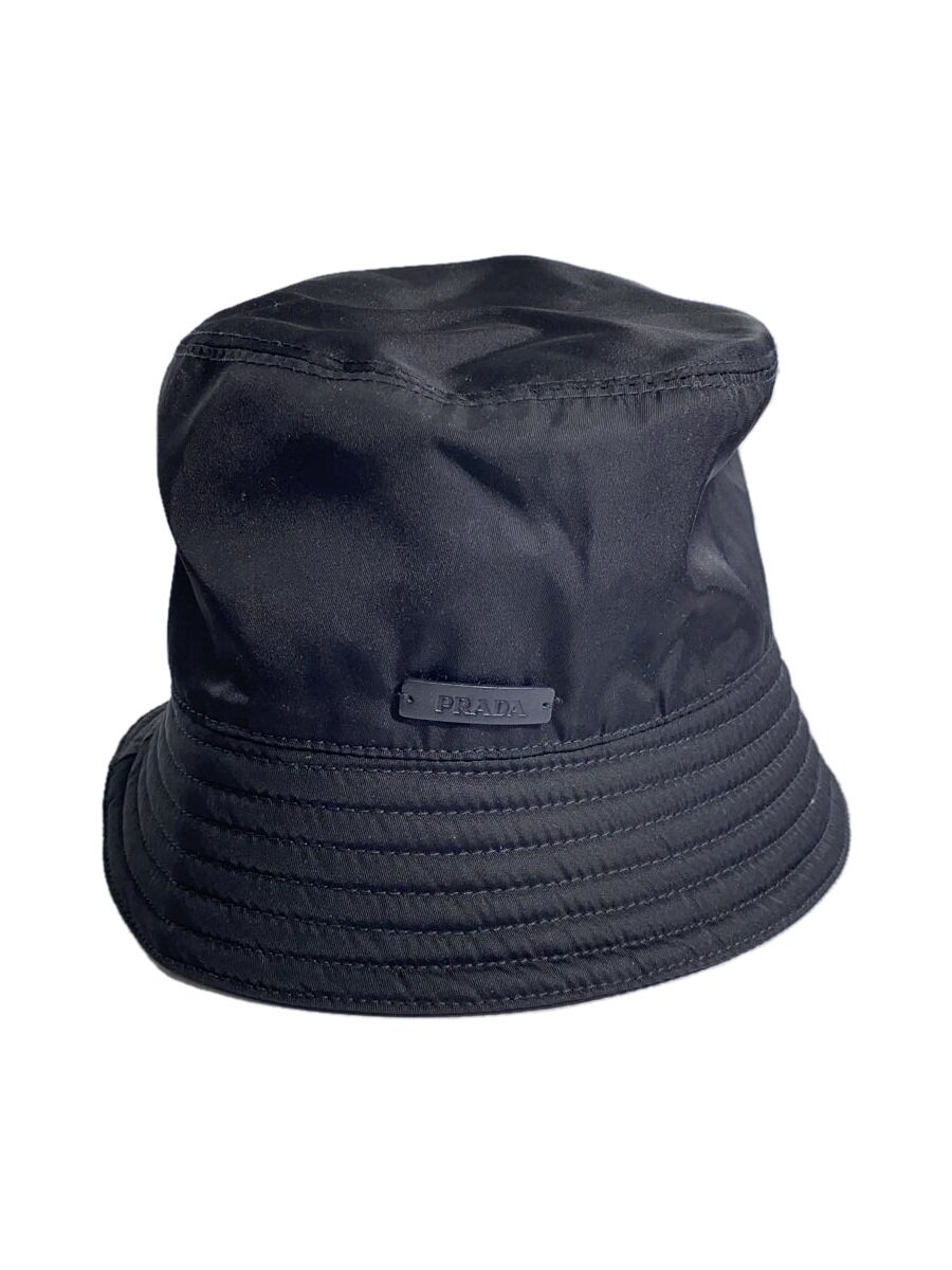 【中古】PRADA◆井戸釣瓶かぶり笠/M/ポリエステル/BLK/無地/レディース【服飾雑貨他】