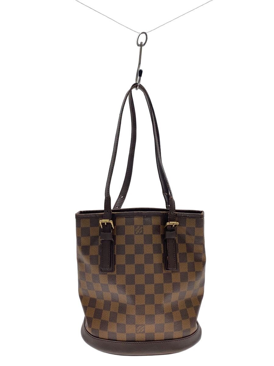 【中古】LOUIS VUITTON◆マレPM_ダミエ・エベヌ/なめし革/BRW/総柄【御徒面子】