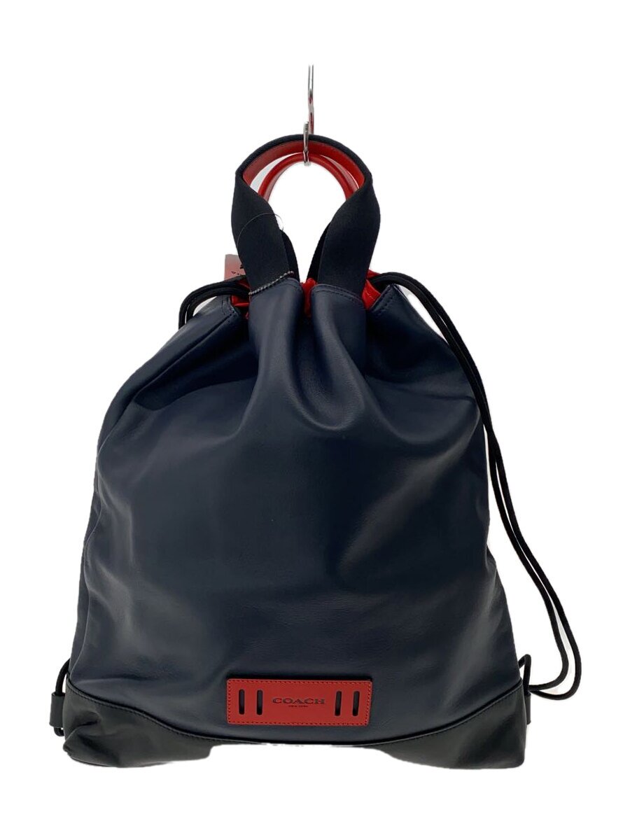 【中古】COACH◆背嚢/なめし革/NVY/無地/F72934【御徒面子】