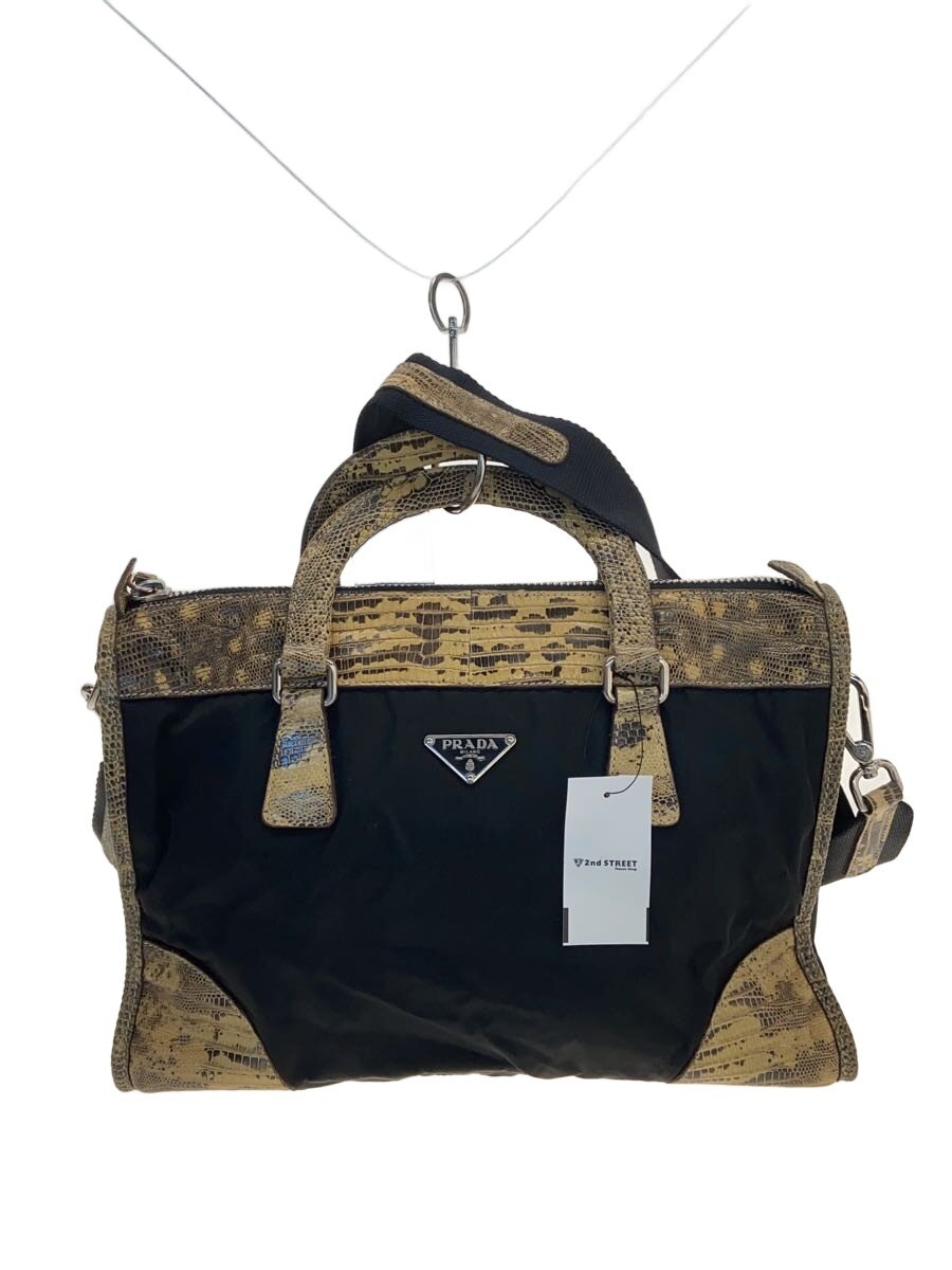 【中古】PRADA◆ハンドバック/--/BLK/無地【御徒面子】