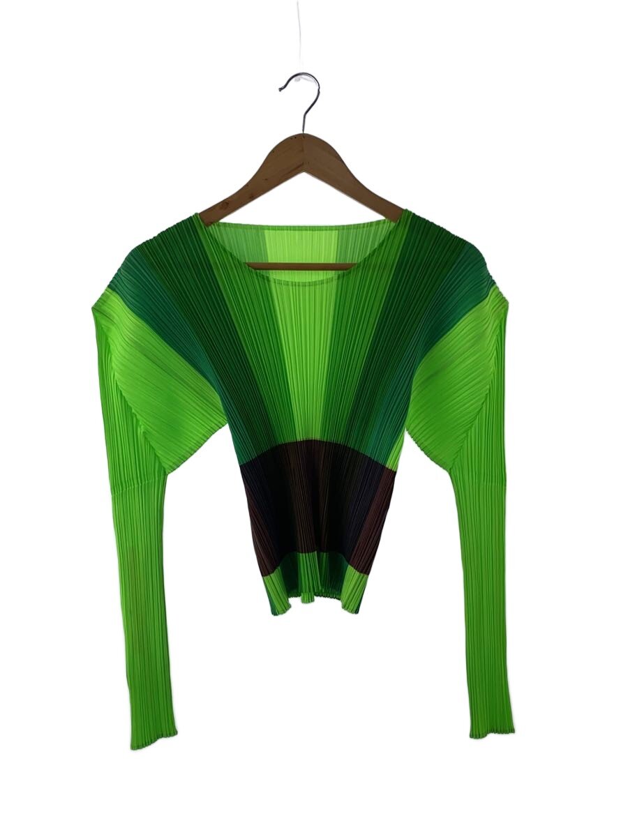 【中古】PLEATS PLEASE ISSEY MIYAKE◆トップ/トップス/3/ポリエステル/GRN/無地/PP02-JK315【レディースお召しもの】