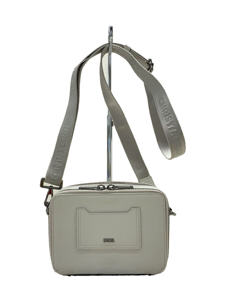 【中古】Christian Dior◆ショルダーバッグ_合切袋/ショルダーバック/なめし革/白いこと/ディオール【御徒面子】