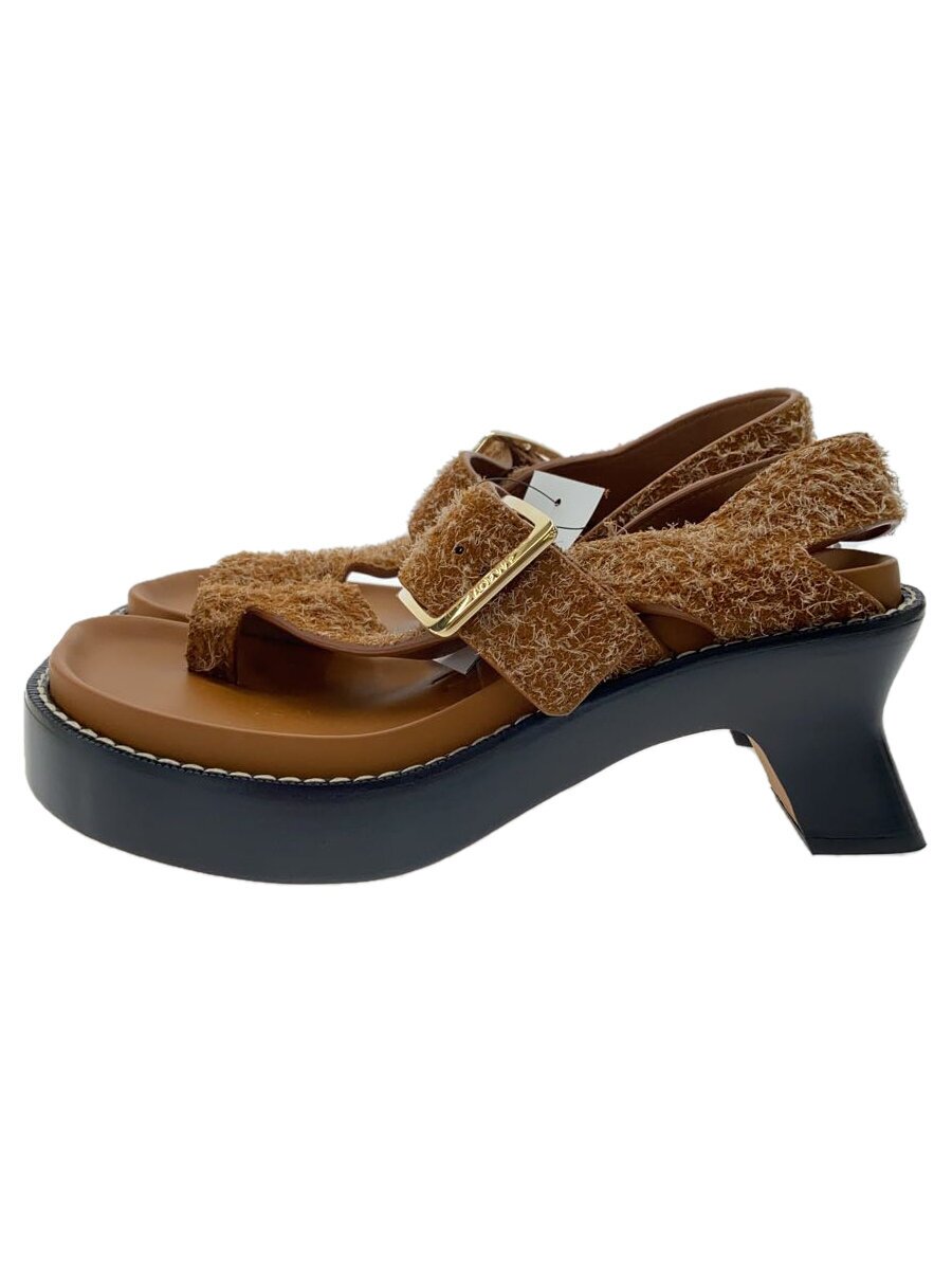 【中古】LOEWE◆イーズ/サンダル/37/BRW/スウェード【シューズ】