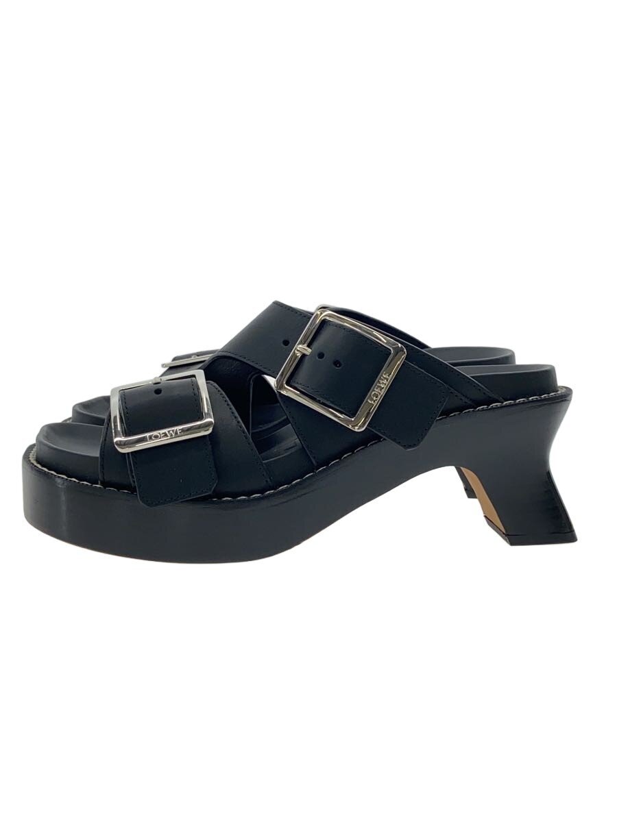 【中古】LOEWE◆EASE HEEL SLIDE90/サンダル/37/BLK/黒/なめし革【シューズ】