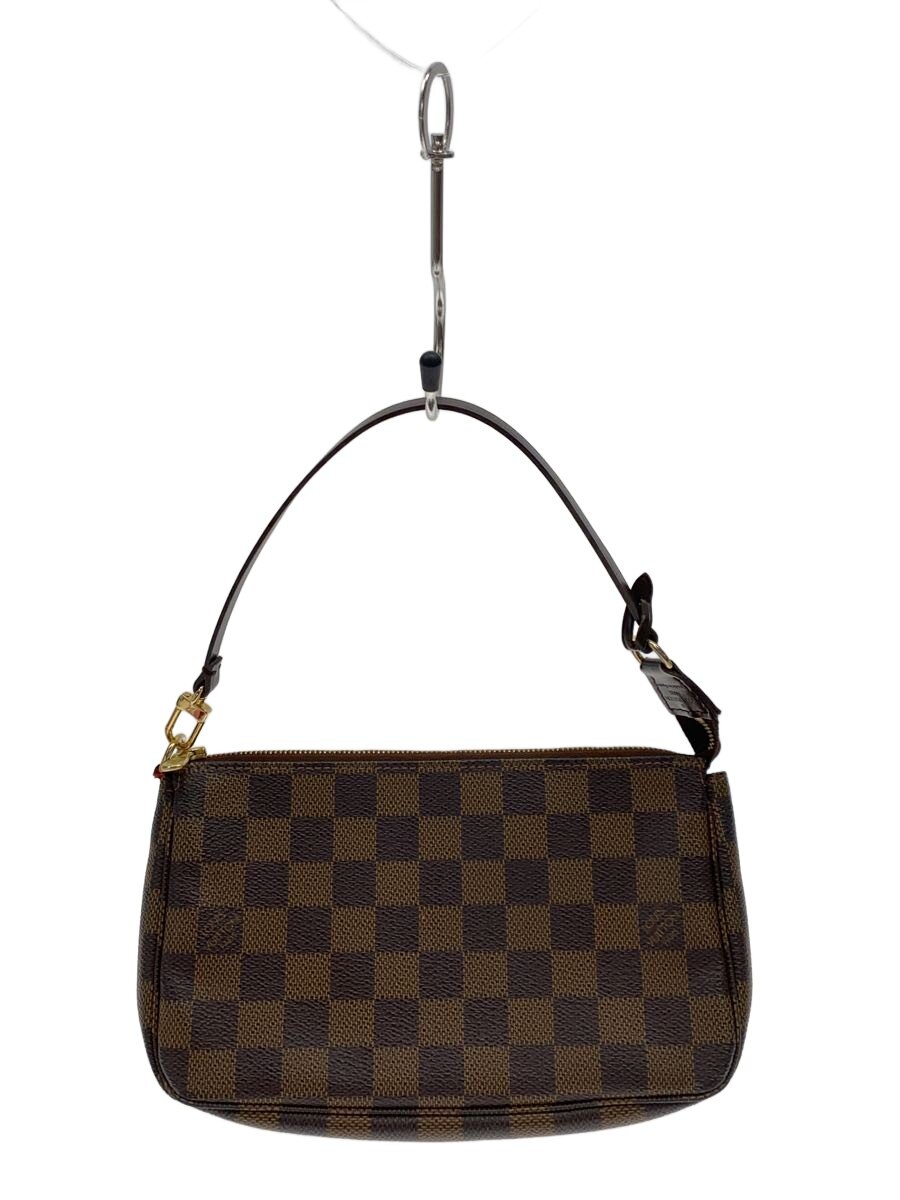 【中古】LOUIS VUITTON◆ポシェット・アクセソワール_ダミエ・エベヌ/PVC/BRW【御徒面子】