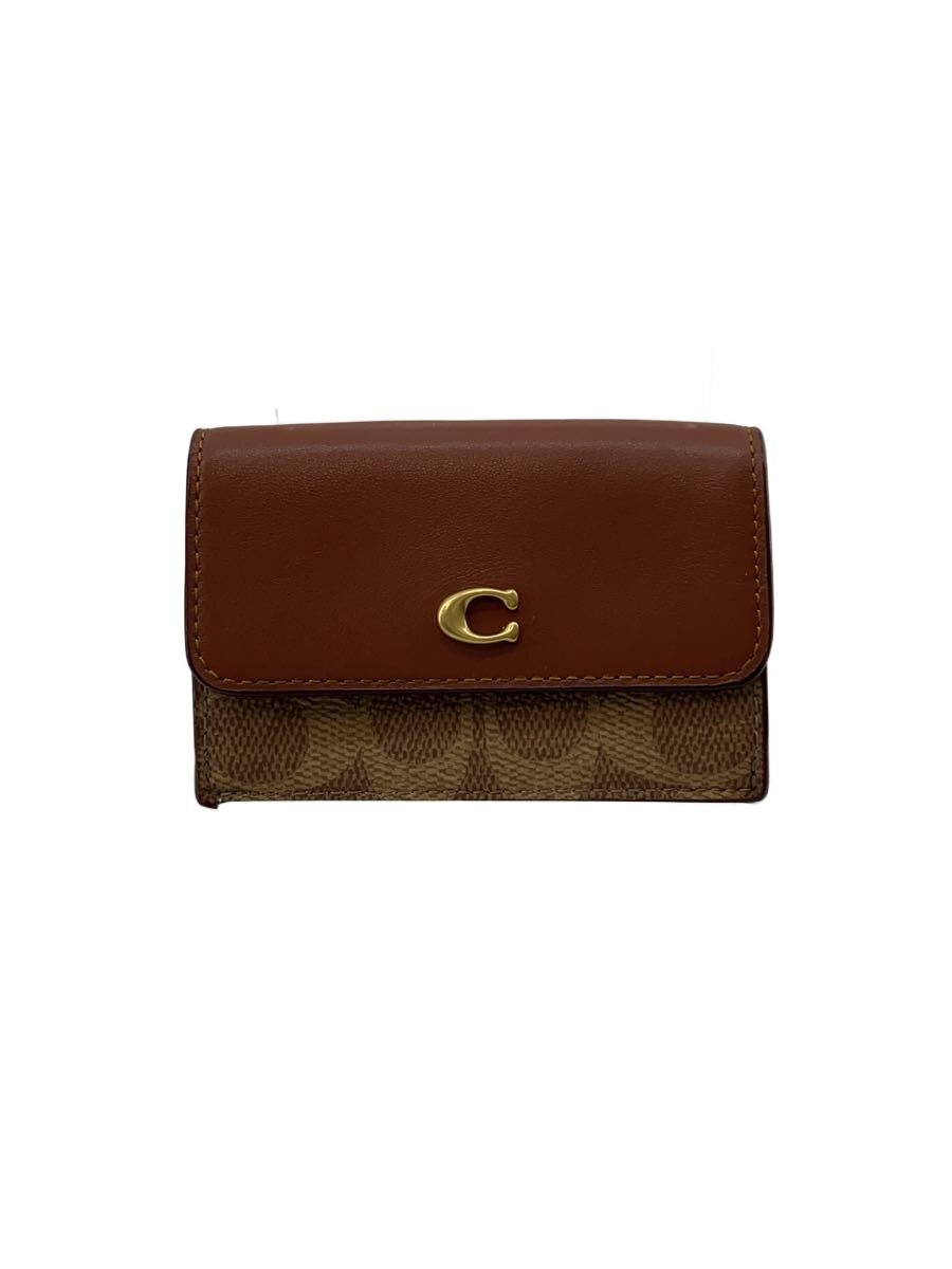 【中古】COACH◆3つ折り札入れ/なめし革/BRW/レディース【服飾雑貨他】