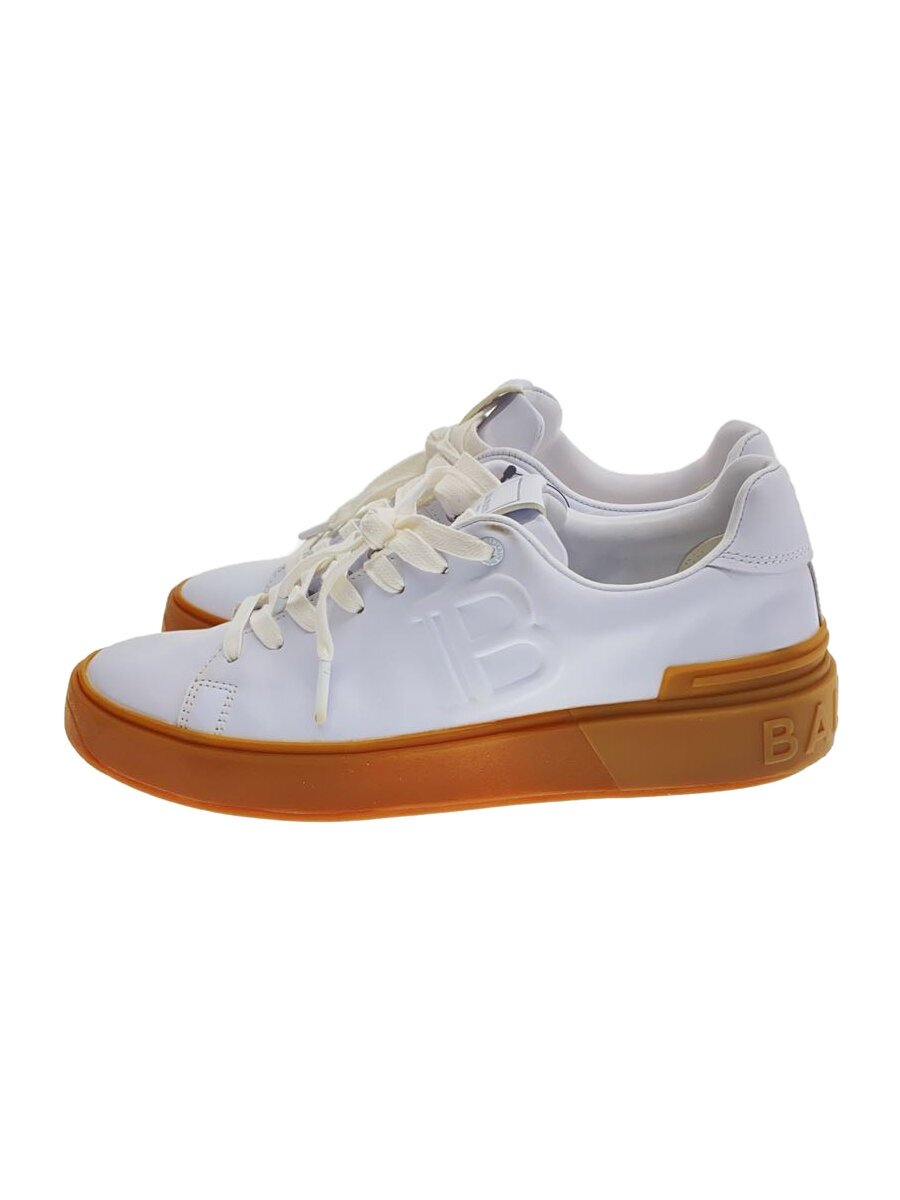 【中古】BALMAIN◆LOWTOP/ローカットスニーカー/44/WHT/なめし革【シューズ】