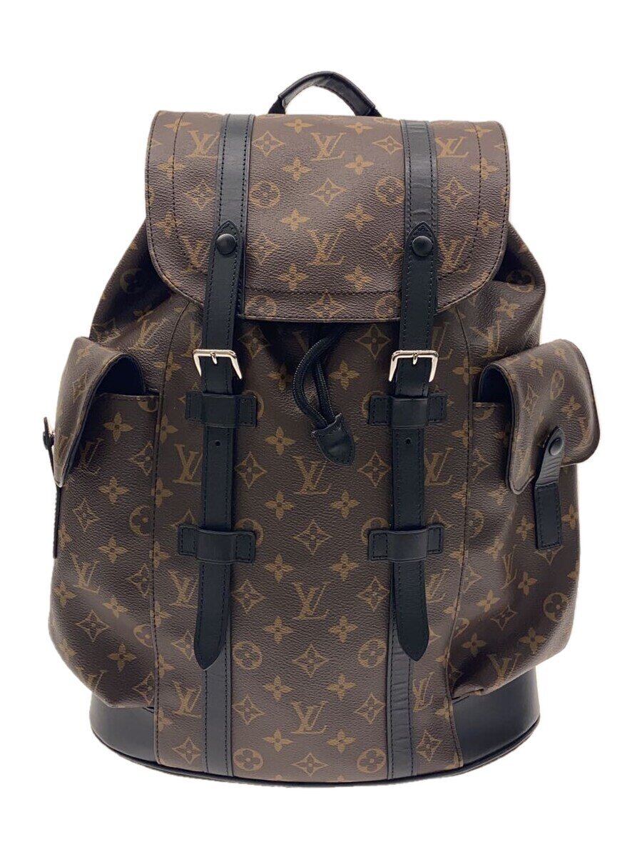 【中古】LOUIS VUITTON◆クリストファーPM_モノグラム・マカサー_BRW/PVC/BRW【御徒面子】