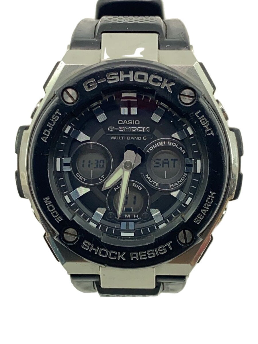 【中古】CASIO◆ソーラーウオッチ・G-SHOCK/デジアナ/天然ゴム/BLK【服飾雑貨他】