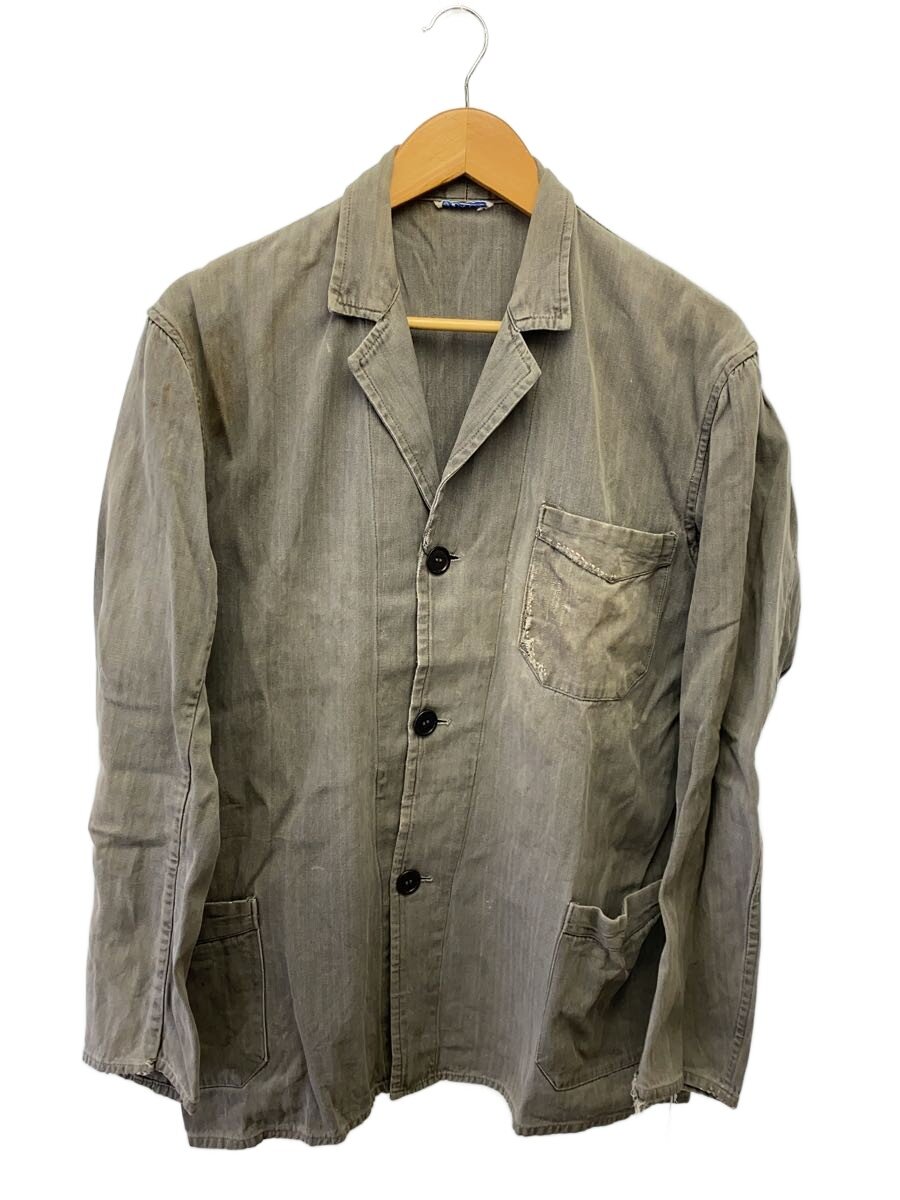 【中古】EURO VINTAGE◆Elveo/30s/ヘリンボーンカバーオール/薄墨色/汚れた状態・裂け目・取り繕い有【メンズウェア】