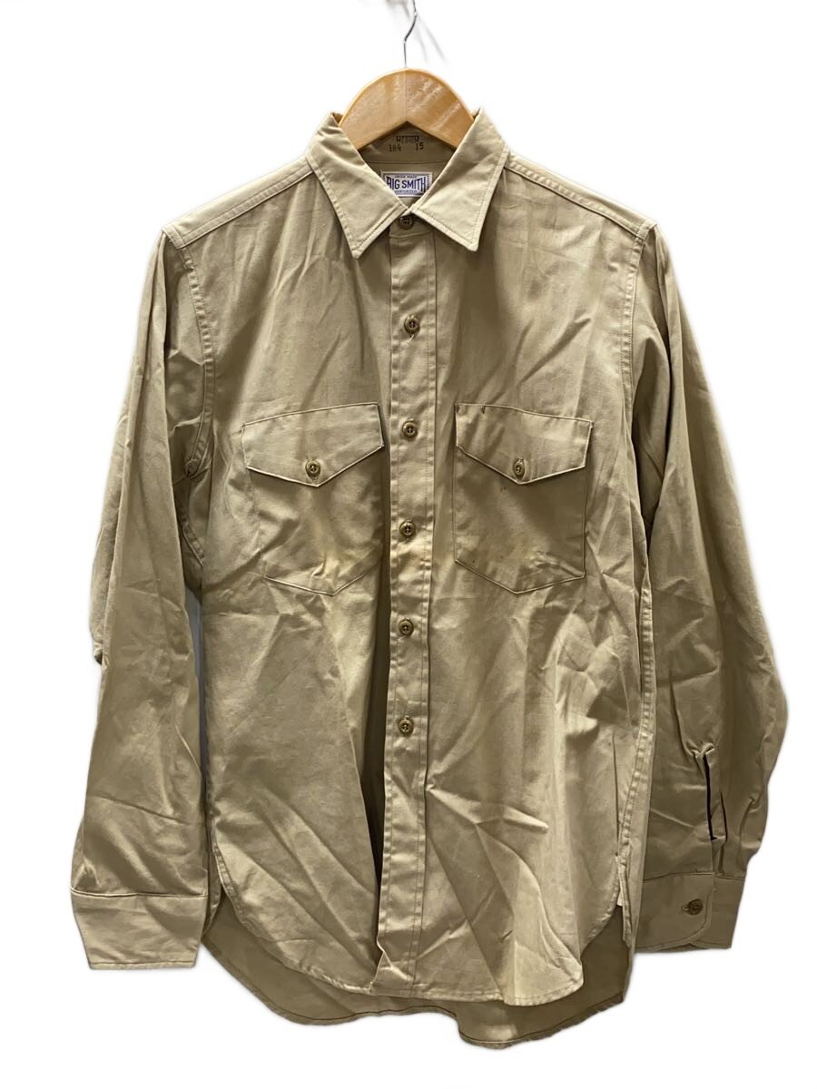 【中古】big smith◆長袖プルオーバー/M/綿織物/BEG/無地/50s～/マチ付き添い人//【メンズウェア】