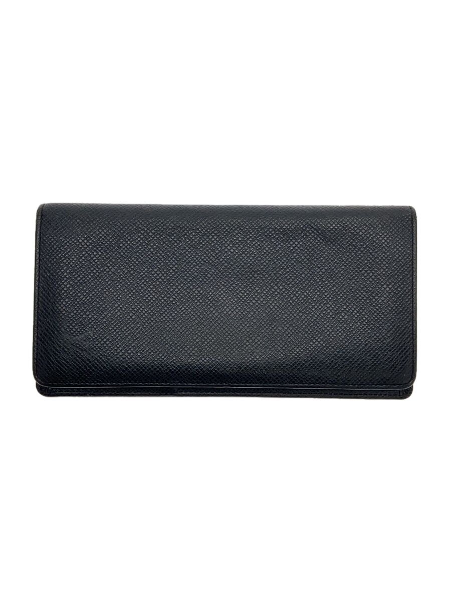 【中古】LOUIS VUITTON◆ポルト・フォイユ・プラザ_タイガ_BLK/レザー/BLK/メンズ【服飾雑貨他】