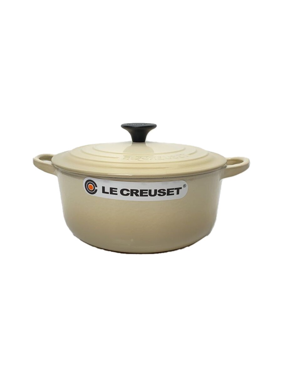 【中古】LE CREUSET◆シグニチャーココットロンド/20cm/鍋/クリーム【キッチン用品】