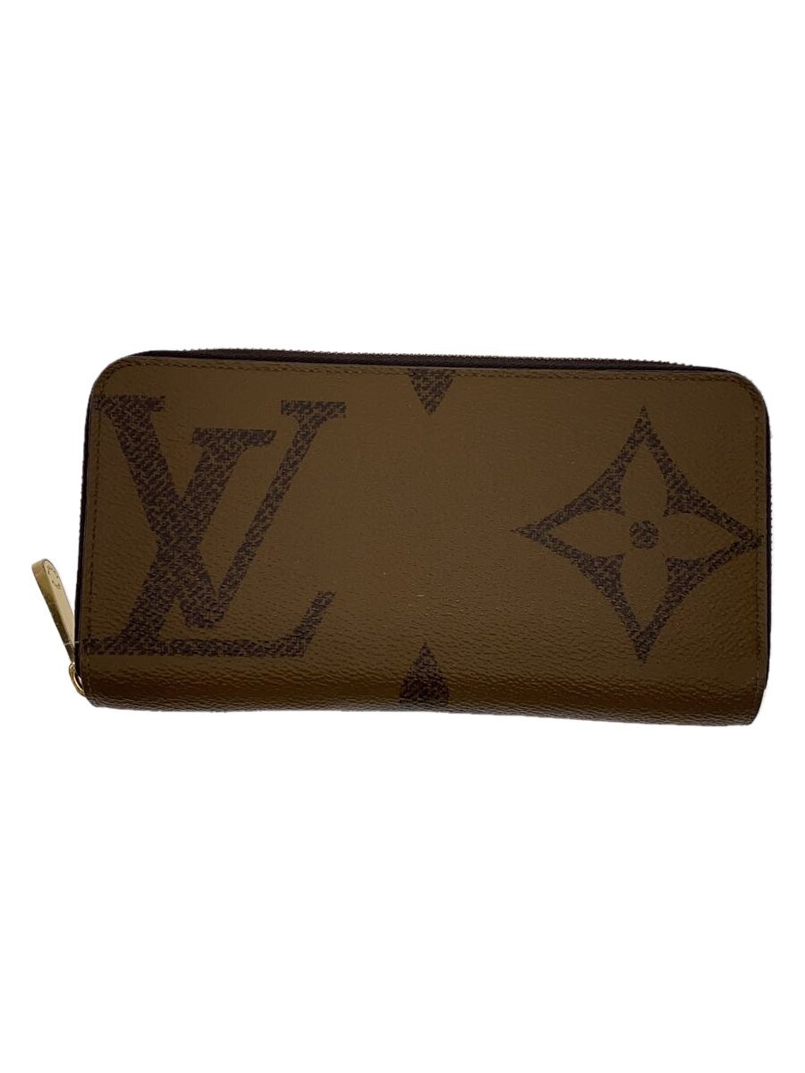 【中古】LOUIS VUITTON◆ジッピー・ウォレット_モノグラム・ジャイアント・リバース_BRW/--/BRW/総柄/レディース【服飾雑貨他】