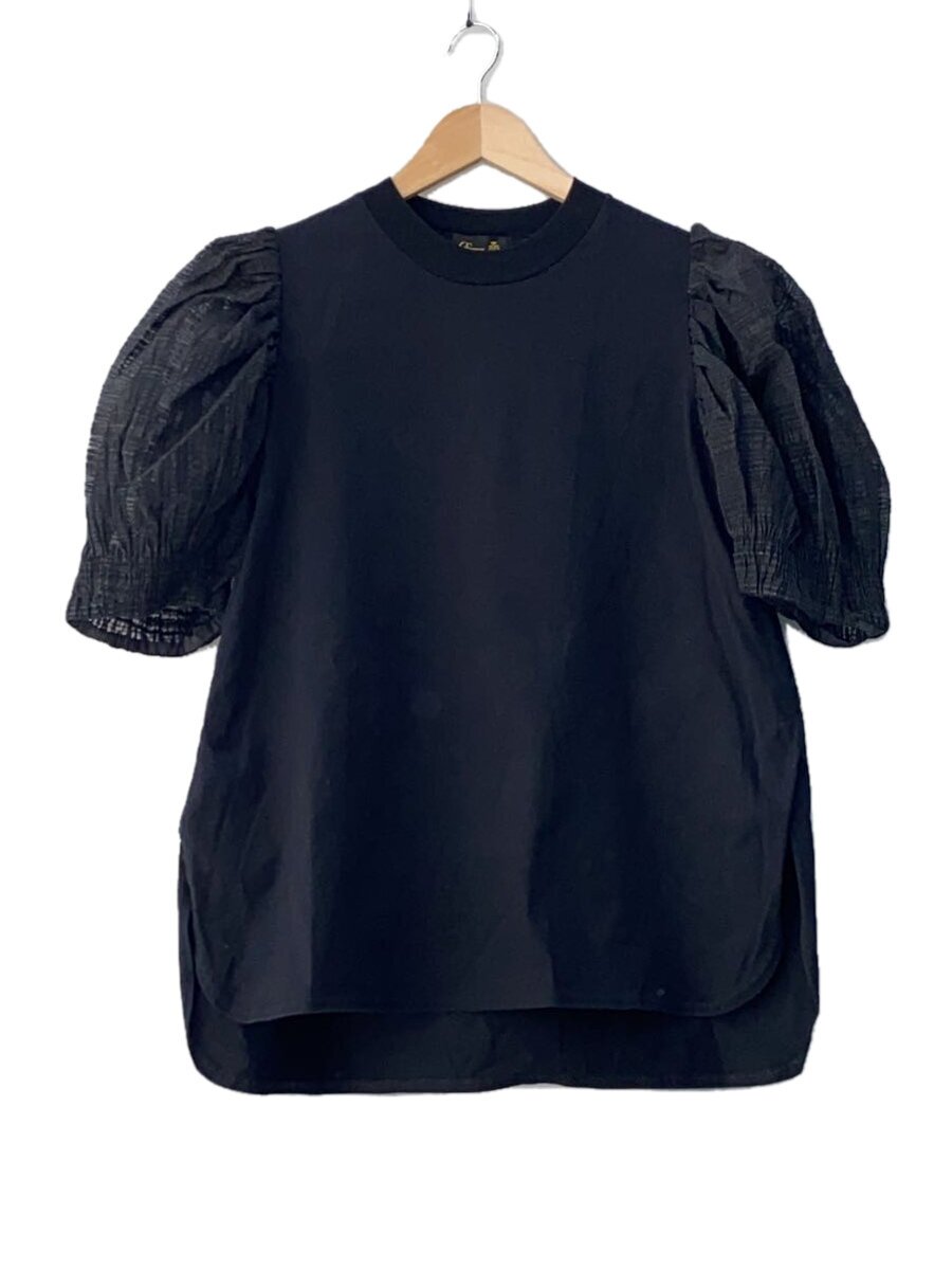 【中古】DRAWER◆半袖ブラウス/コットン/ブラック/6517-299-0667/天竺&times;シアーパフスリーブクループルオ【レディースウェア】｜2ｎｄ STREET 店