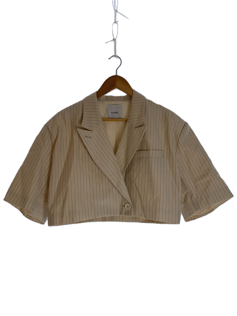 【中古】CLANE◆CROPPED TAILORED JACKET/1/ポリエステル/IVO/16103-0472【レディース御召しもの】