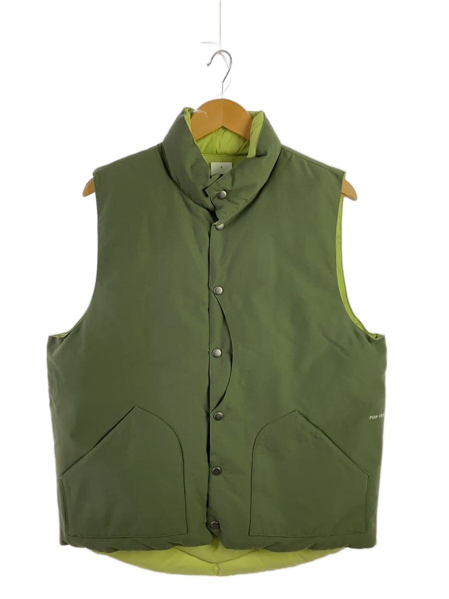【中古】POP TRADING COMPANY◆Quilted Reversible Vest/落ちこむより良い/M/綿織物/GRN【メンズウェア】
