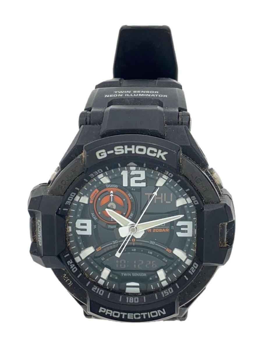 【中古】CASIO◆石英ウオッチ・G-SHOCK/デジアナ/天然ゴム/BLK/BLK/SS【服飾雑貨他】