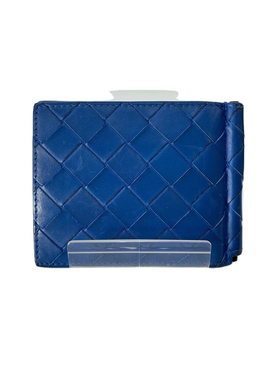 【中古】BOTTEGA VENETA◆2つ折り紙入れ/なめし革/BLU/メンズ/P01376497M【服飾雑貨他】