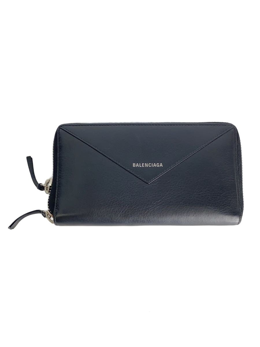 【中古】BALENCIAGA◆長紙入れ/なめし革/BLK/無地/メンズ//【服飾雑貨他】