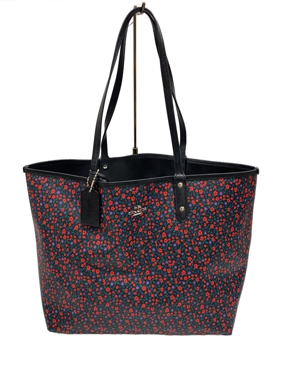 【中古】COACH◆トートバッグ/なめし革/マルチ色つや/花柄【御徒面子】