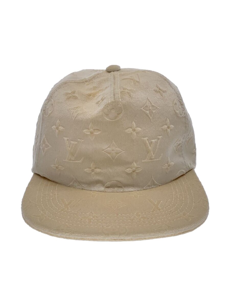 【中古】LOUIS VUITTON◆モノグラム旗がしら/天鵞絨/ポリエステル/WHT/総柄/MP3421/内辺黄ばみ有【服飾雑貨他】
