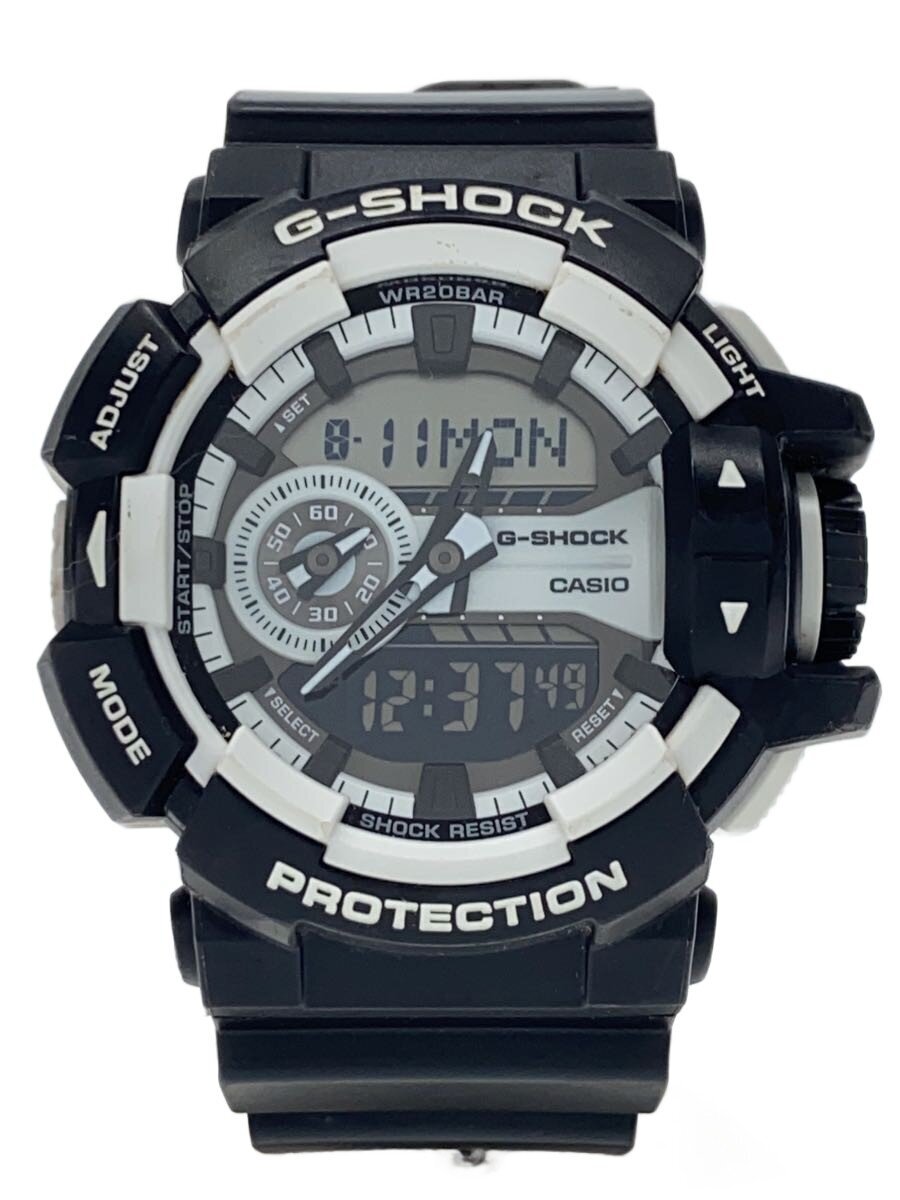 【中古】CASIO◆石英ウオッチ・G-SHOCK/デジアナ/天然ゴム/BLK【服飾雑貨他】