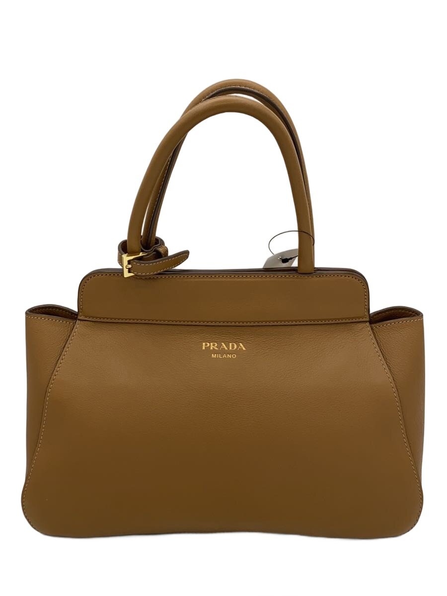【中古】PRADA◆トートバッグ/なめし革/BRW/無地/5OB0997【御徒面子】