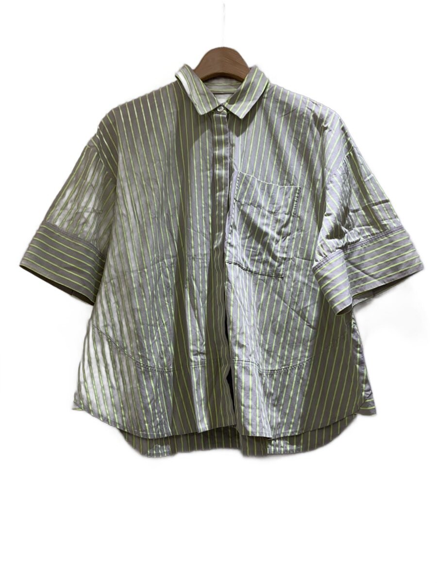 【中古】ENFOLD◆半袖シャツ/38/コットン/GRY/ストライプ/糸ホツレ有/汚れ有【レディースウェア】|2nd STREET 店