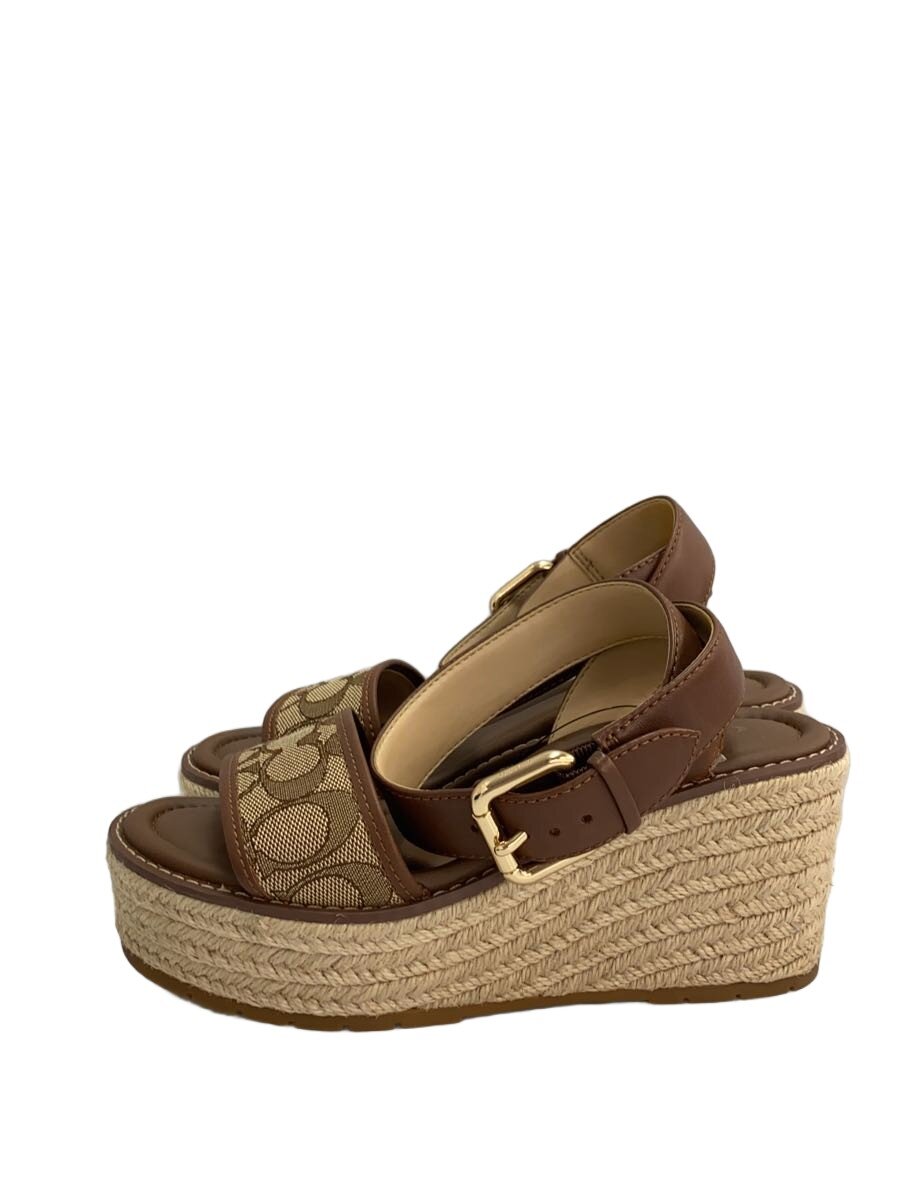 【中古】COACH◆箱/サンダル/22.5糎/BEG/CI047【シューズ】