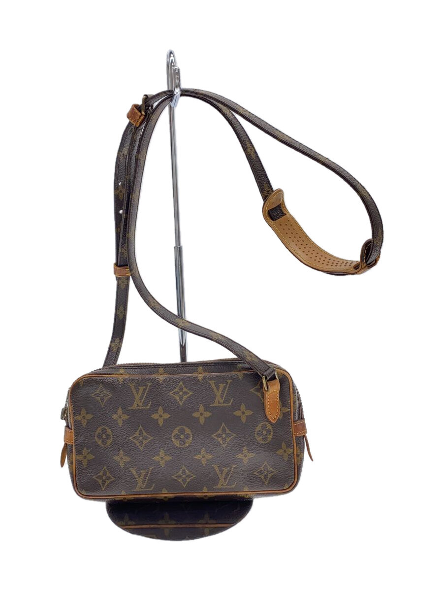 【中古】LOUIS VUITTON◆ポシェット・マルリー・バンドリエール_モノグラム・帆布_BRW/PVC/BRW/総柄//【御徒面子】