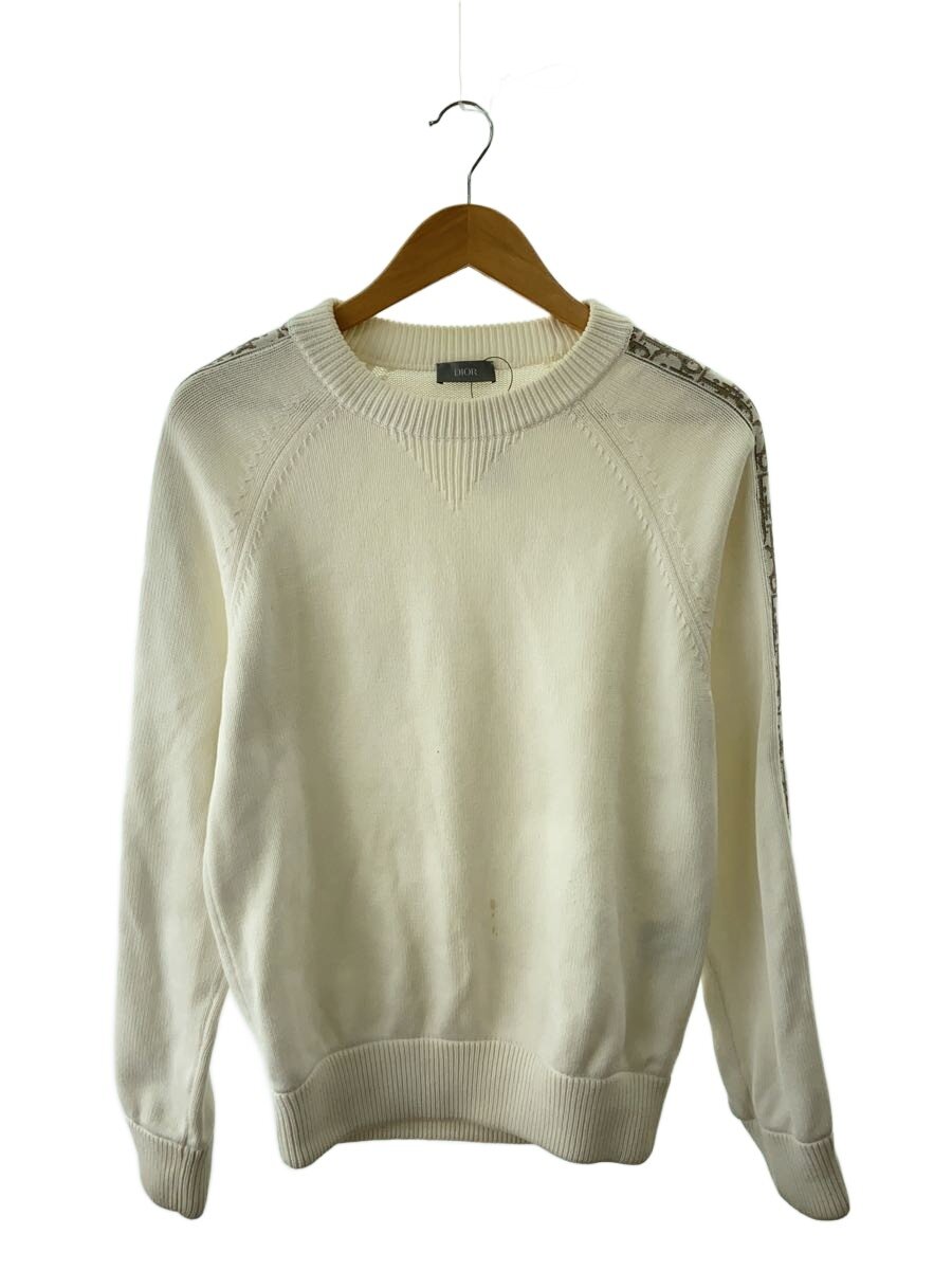 【中古】Dior HOMME◆21AW/オブリークシルクアームクラインニットプルオーバー/S/綿織物/WHT/113M638AT187【メンズウェア】