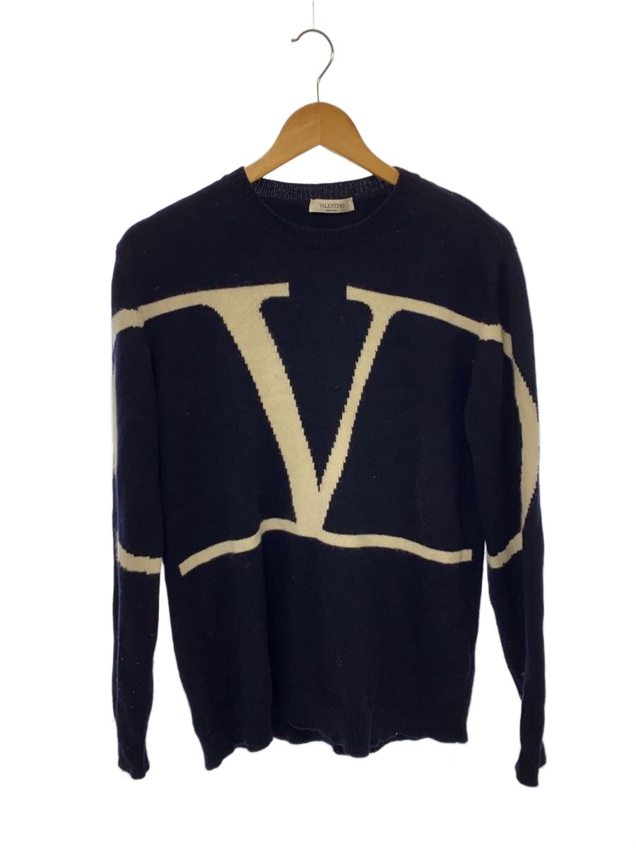 【中古】VALENTINO◆ビッグロゴカシミアニットプルオーバー/スウェーター(朦々たる)/M/NVY/TV3KC03V5FF//【メンズウェア】