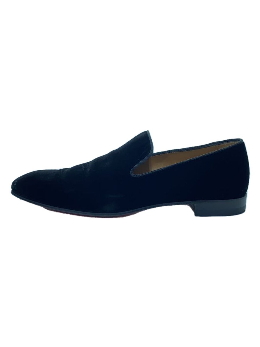 【中古】Christian Louboutin◆DANDELION FLAT VELVET/置き目毛皮/41/BLK/天鵞絨【シューズ】