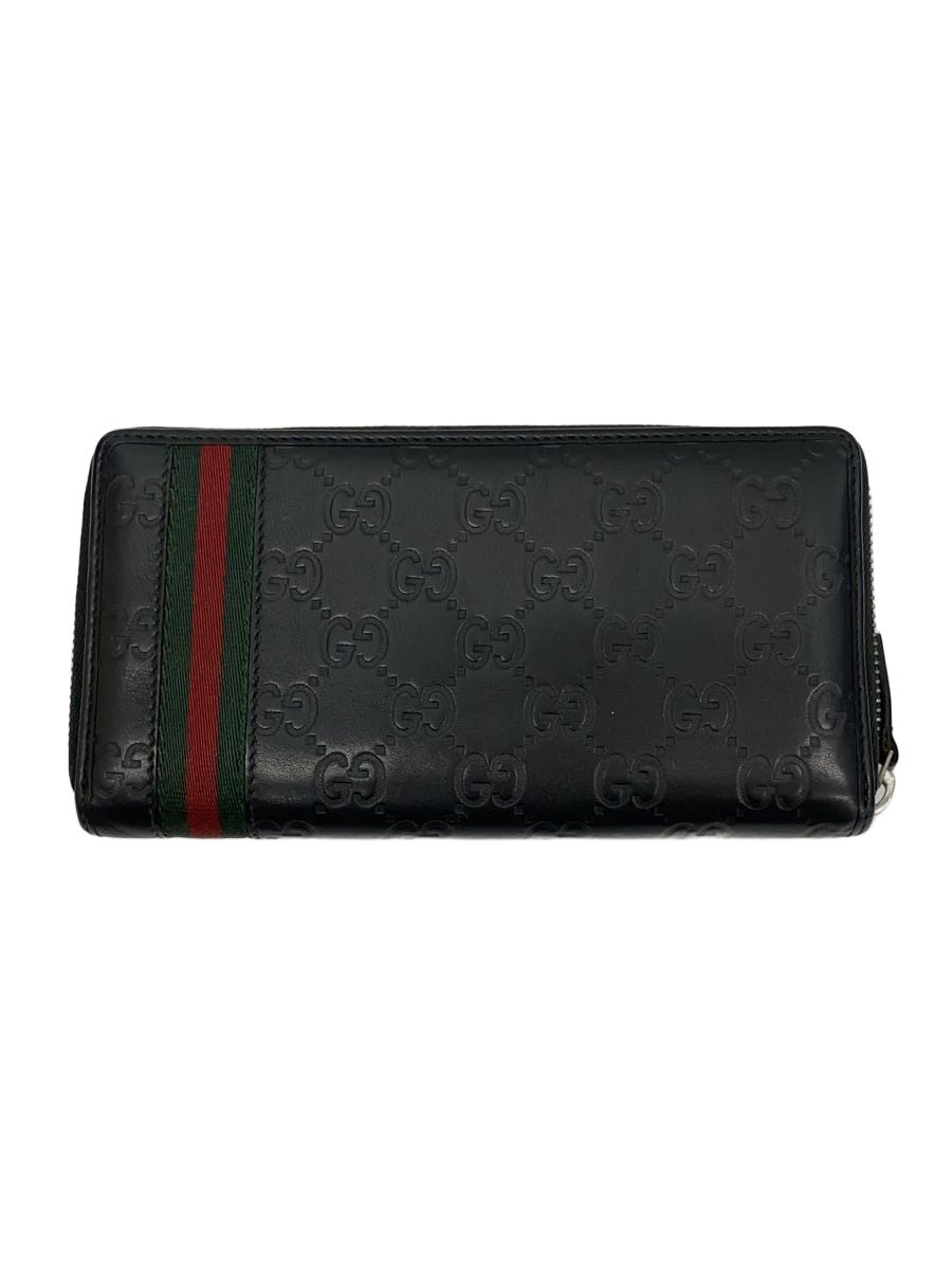 【中古】GUCCI◆長金入れ_ウェッブ_グッチシマ/なめし革/BLK/メンズ【服飾雑貨他】