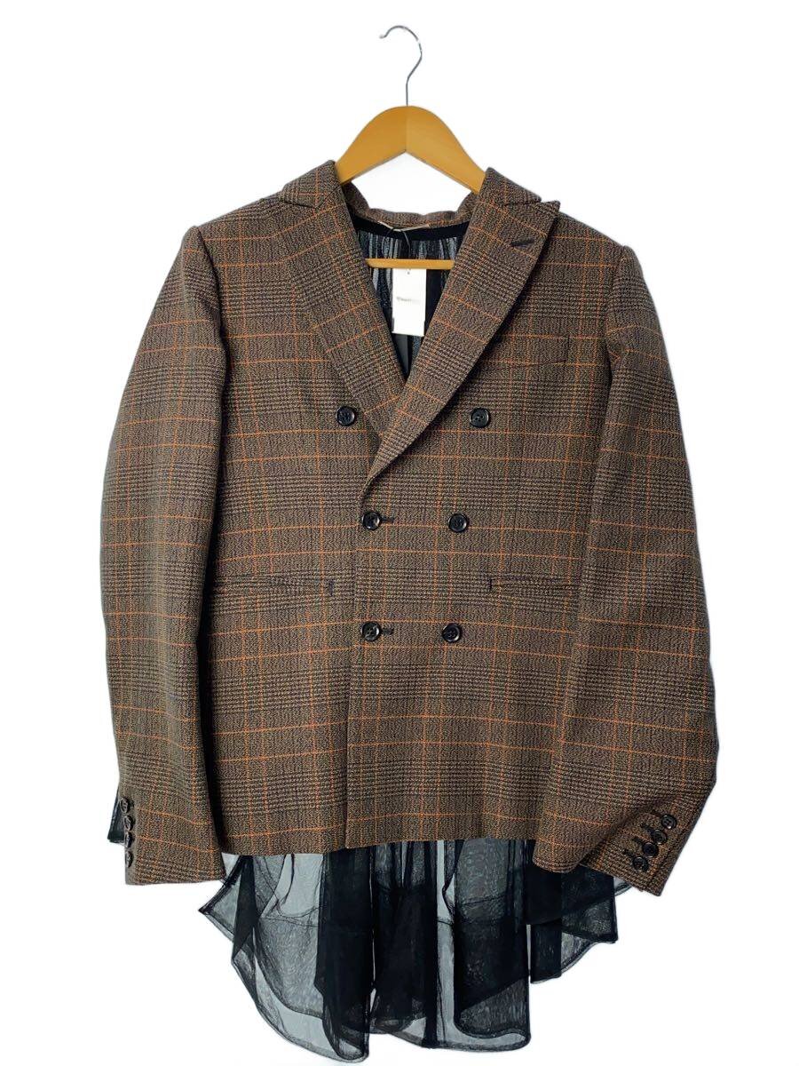 【中古】Chika Kisada◆22AW/ダブル/チュール/テーラードジャケット/2/羊毛/赤銅色/照合のしるし/FB-22107B//【レディース御召しもの】