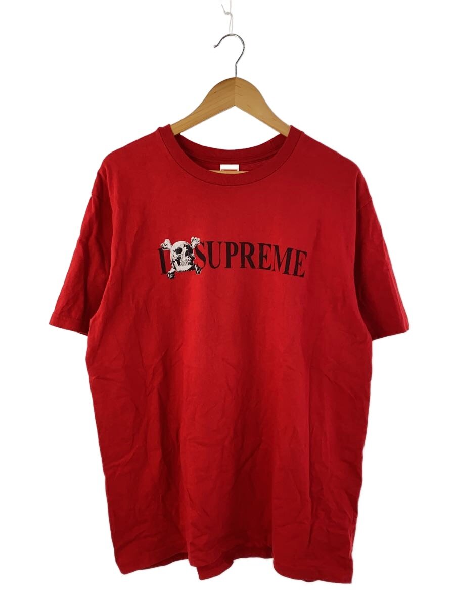 【中古】Supreme◆25fw/skull tee/プルオーバー/L/綿織物/RED/無地//【メンズウェア】