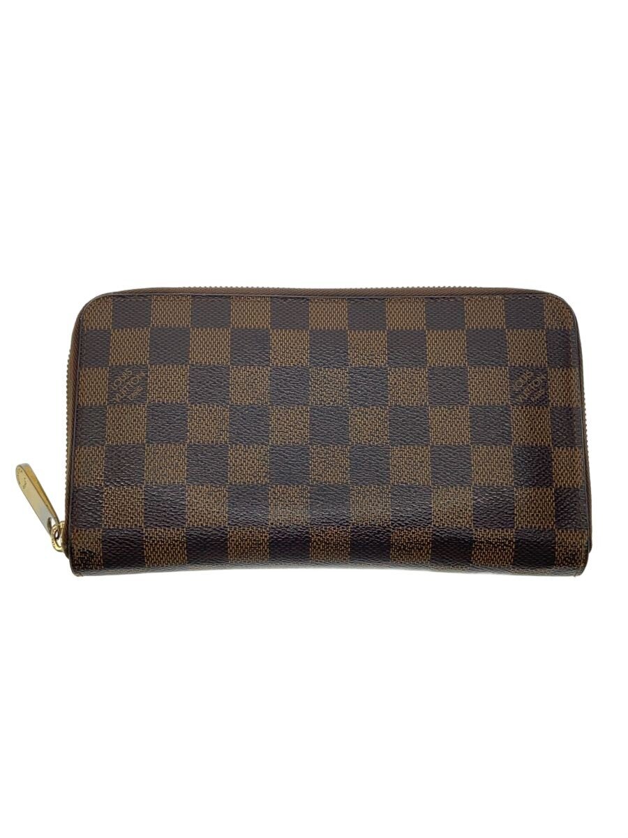 【中古】LOUIS VUITTON◆ジッピー・オーガナイザー_ダミエ・エベヌ/PVC/BRW/メンズ【服飾雑貨他】