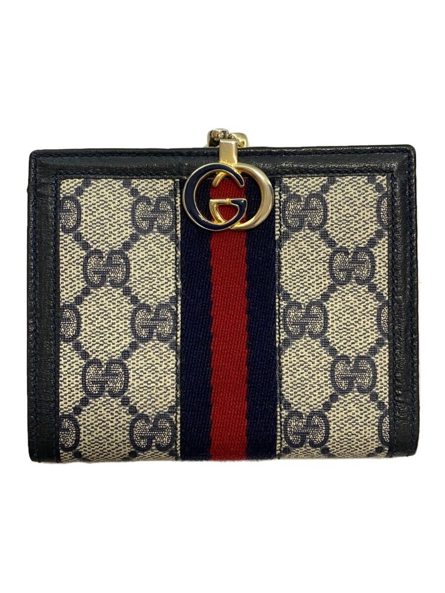 【中古】GUCCI◆GGバックル/シェリー酒伝達ルート/2つ折り紙入れ/GGスプリーム/金入れ/035・904・3785【服飾雑貨他】