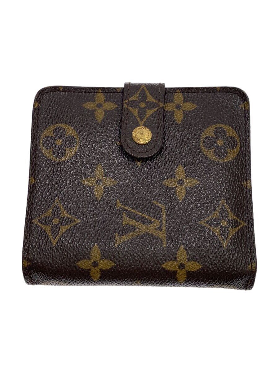 【中古】LOUIS VUITTON◆コンパクト・ジップ_モノグラム・帆布_BRW/PVC/BRW/レディース//【服飾雑貨他】