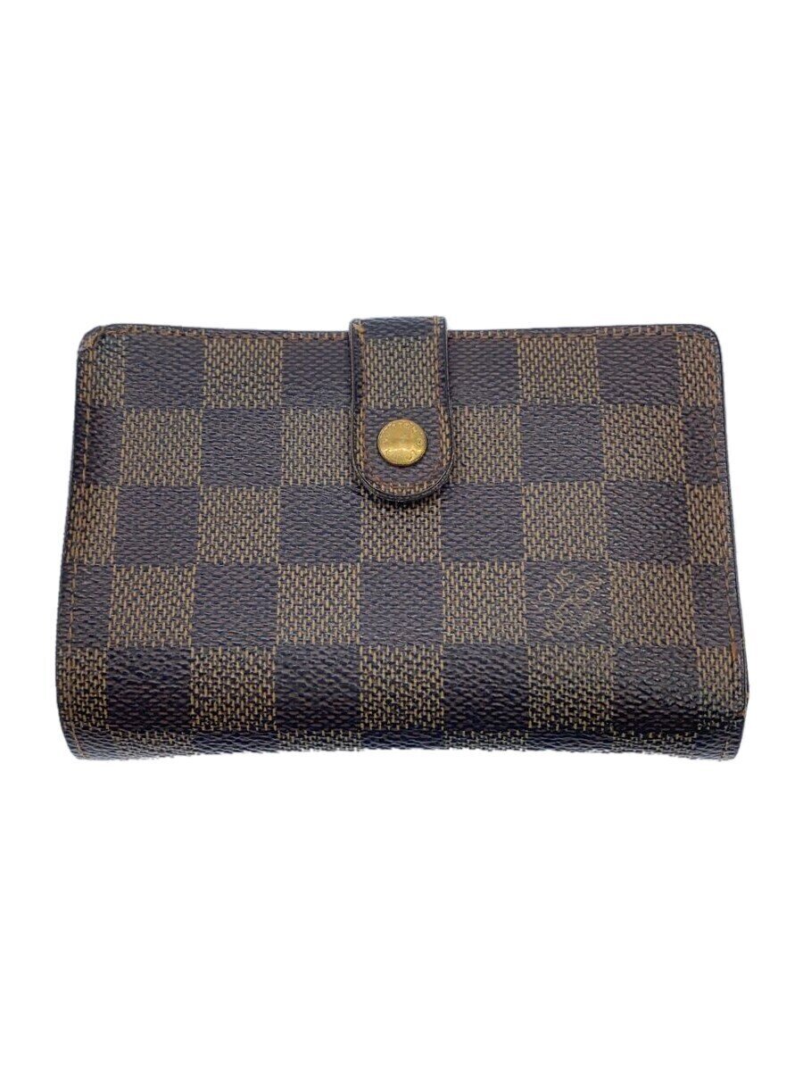 【中古】LOUIS VUITTON◆ポルト・フォイユ・ヴィエノワ_ダミエ・エベヌ_BRW/PVC/BRW/レディース【服飾雑貨他】