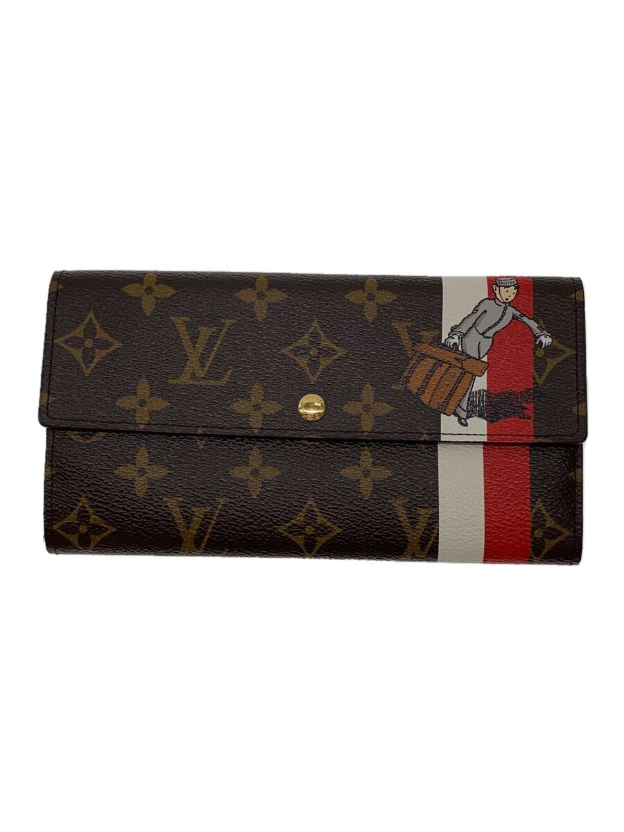 【中古】LOUIS VUITTON◆ポルト・フォイユ・サラ_モノグラム・グルーム_BRW/PVC/BRW/総柄/レディース//【服飾雑貨他】