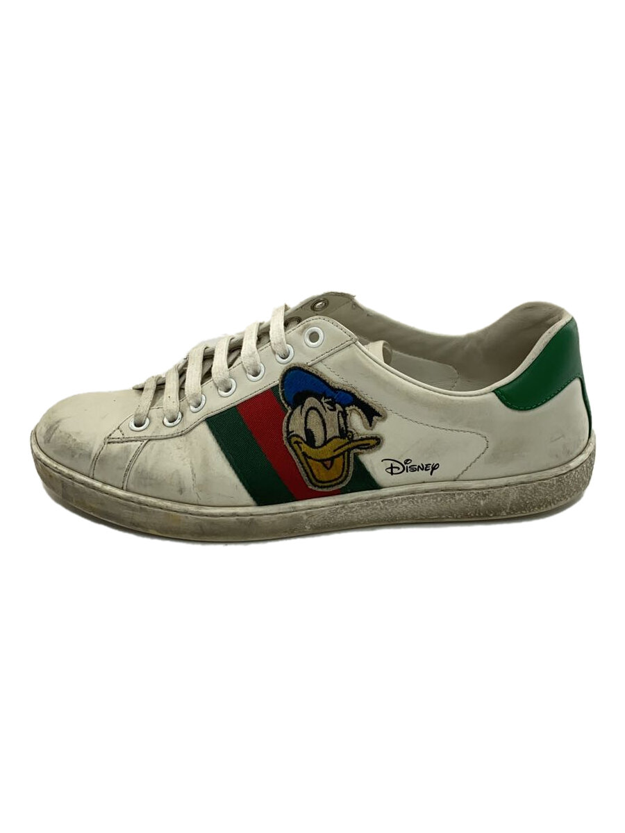 【中古】GUCCI◆ヨゴレ/履きジワ/ヒビ割れ/ドナルドダック/シェリーライン/UK6/WHT/649399【シューズ】画像