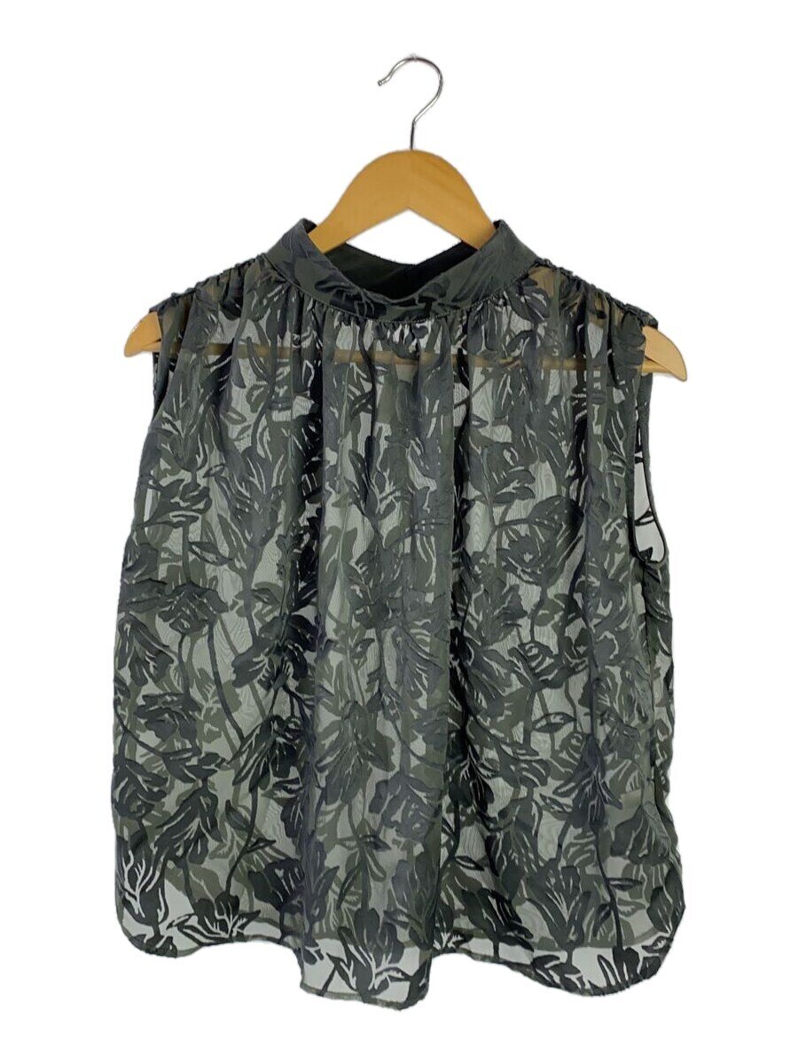 【中古】anuans◆2way/オパールスタンドカラーブラウス/ノースリーブトップ/FREE/ポリエステル/GRY【レディース御召しもの】